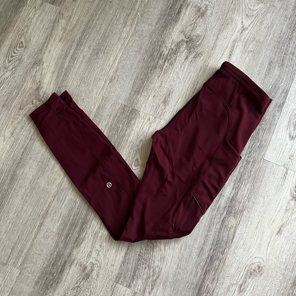 EUC lululemon Burgundy Pocket Leggings